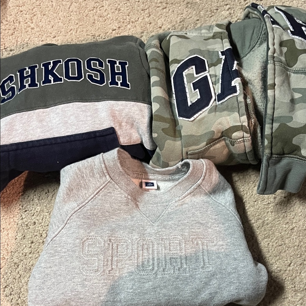 Gray and Green Sweatshirts
